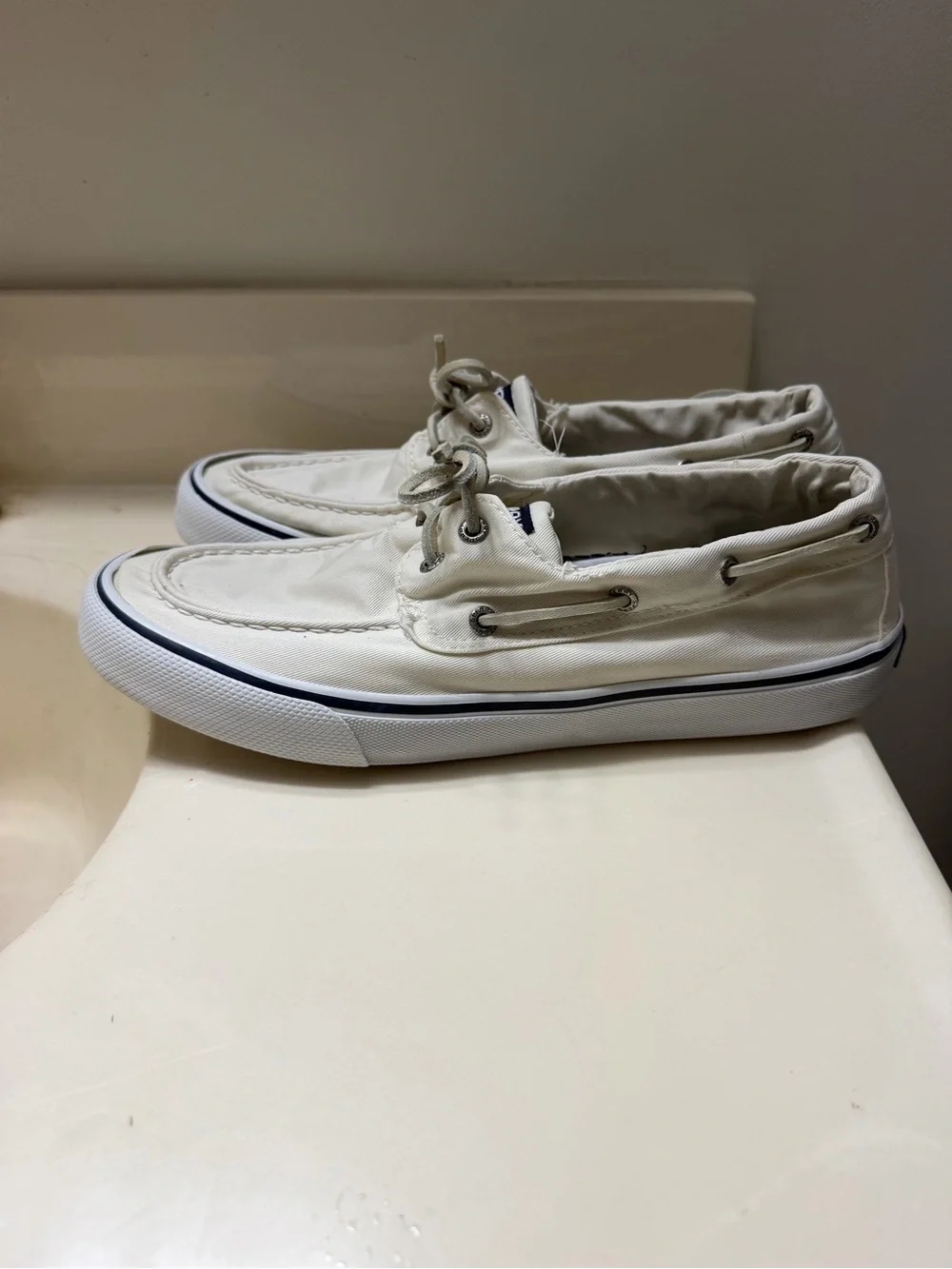 Sperry Men's Canvas Boat Shoes in Off-White